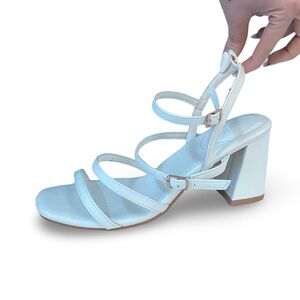 White Strappy Block Heel Sandals – Size 8 (Brand New)